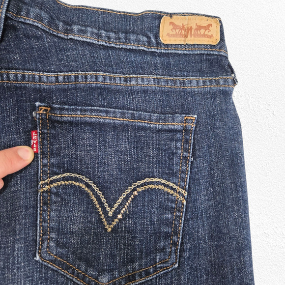Levi’s 515 Bootcut Jeans Dark Wash Blue Mid Rise Stretch Denim Jean Size 10 / 30 - Picture 9 of 10